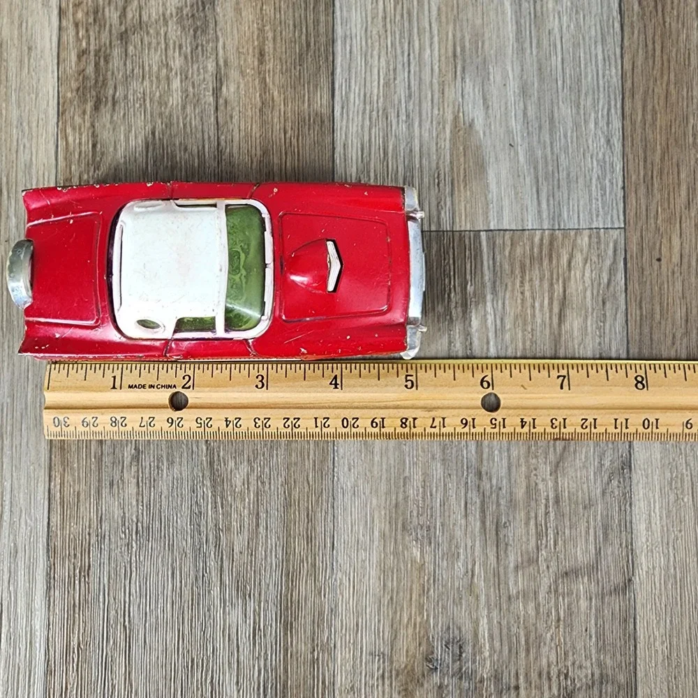 Vintage Buddy L Red White Convertible Sports Car Toy Made in Japan 5